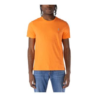 Polo Ralph Lauren T-Shirts, male, Orange, L, Embroidered Short Sleeve Crewneck T-Shirt