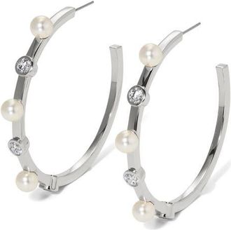 Nadri Large Farrah Faux Pearl Earrings in Rhodium at Nordstrom
