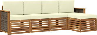 vidaXL Conjunto De Sof&aacute;s De Exterior 5 Uds. Natural Y Crema Vidaxl