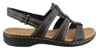 Clarks Womens Leisa Cacti Slide Sandal, Black Leather, 6.5 UK