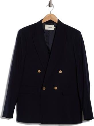 Frame Denim Double Breasted Wool Blazer in Dark Navy at Nordstrom Rack, Size 38