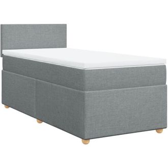 vidaXL Cama Box Spring Con Colch&oacute;n Tela Gris Claro 80x200 Cm Vidaxl