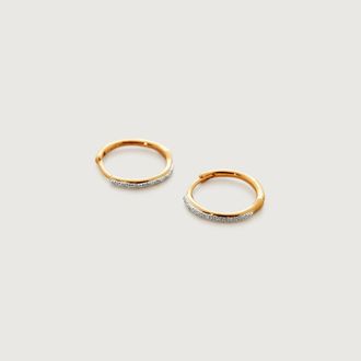 Monica Vinader Gold Riva Diamond Small Hoop Earrings Diamond