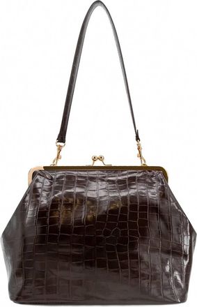 Like Dreams Womens Miette Faux Croc Top Handle Clutch In Brown