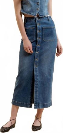 Blu Pepper Womens Button Down Midi Skirt In Denim