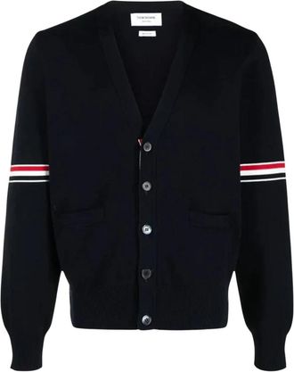 Thom Browne Katoenen Milano Stitch V-hals Vest - Heren - Vesten - Blauw - 2XL - Katoen - Truien & Vesten