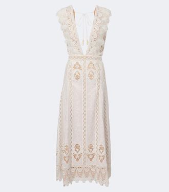 Johanna Ortiz Embroidered crochet midi dress