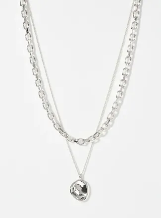 Pilgrim Mens 2-in-1 chain and irregular pendant necklace