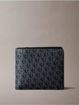 Calvin Klein Mens Refined Leather Wallet + Key Ring Gift Set - Black