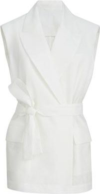 Brunello Cucinelli Poplin belted vest in White at Nordstrom, Size 46 It