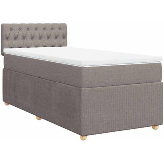 vidaXL Cama Box Spring Con Colch&oacute;n Tela Gris Taupe 90x200 Cm Vidaxl