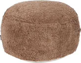 Beliani Beliani - Puf Redondo Boho Peludo Moderno De Algod&oacute;n Funda Extra&iacute;ble Hecho A Mano Marr&oacute;n Kawai