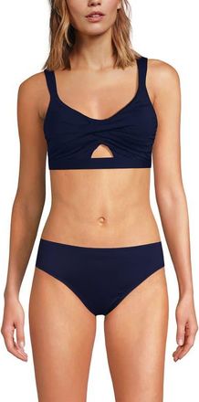 Lands End Twist Front Bikini Top in Deep Sea Navy at Nordstrom, Size Xx-Small