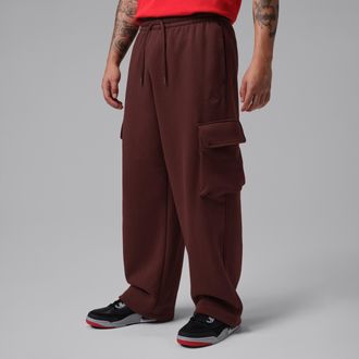 Nike Jordan Mens Jordan Brooklyn Oversized Fleece Cargo Pants in Brown | IO1816-273
