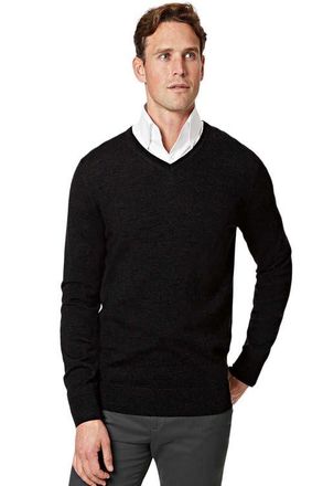 CHARLES TYRWHITT Pure Merino V Neck Sweater in Dark Charcoal at Nordstrom, Size Xx-Large
