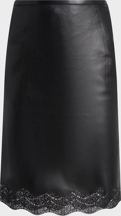 Tom Ford Lace Laser-Cut Leather Skirt