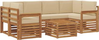 vidaXL Conjunto De Sof&aacute;s De Exterior 7 Uds. Natural Y Beige Vidaxl