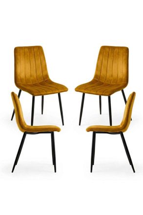 Regalos Miguel Packs Sillas Comedor - Pack 4 Sillas Liny Terciopelo - Mostaza