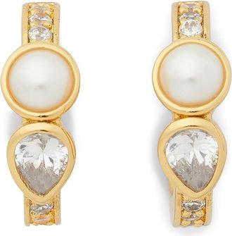 Kate Spade New York Bubbly Bezel Huggies Womens Earring Neutral, Brass/Cubic Zirconia