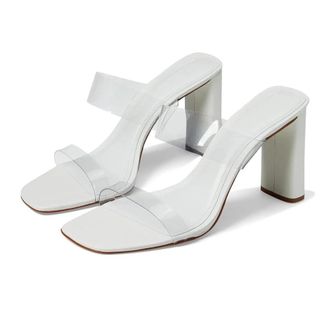 Schutz Schutz Ariella Sandals Womens White Slip-On Square Toe Block Heel HTAT950