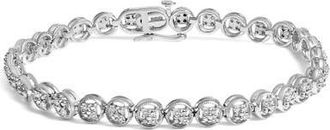 House of Brilliance Silver 1/4 Cttw Diamond Open Circle Wheel Link Tennis Bracelet at Nordstrom
