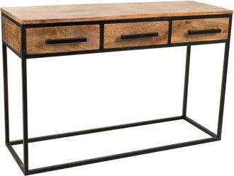 Wanderlust Deco Recibidor-consola de madera y metal con 3 cajones 121x41x77