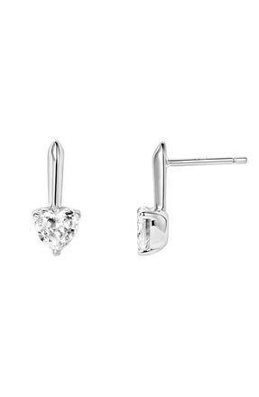 Made by Mary CZ Heart Drop Stud Earrings in Silver at Nordstrom