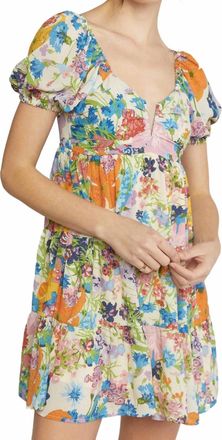 Entro Stella Puff Sleeve Dress In Floral Multi
