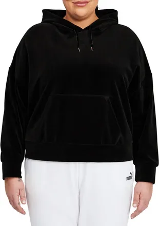 Puma Womens Her Velour Hoodie In Black