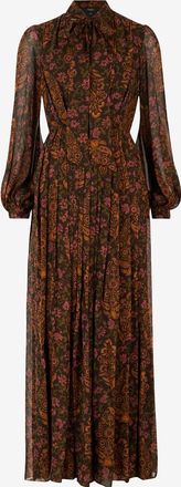 Giambattista Valli Langes Seidenkleid mit Schluppe und Paisley-Print