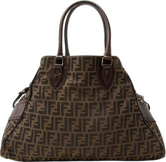 Fendi Fendi Brown Zucca & Leather Du Jour Large Tote (Authentic Pre-Loved)