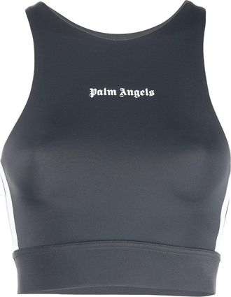 Palm Angels logo-print compression top - women - Polyamide/Polyester/Elastane - S - Grey