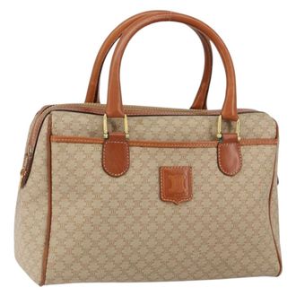Celine Vintage Macadam Handbag Canvas And Leather Beige Canvas Handbag (Pre-Owned)