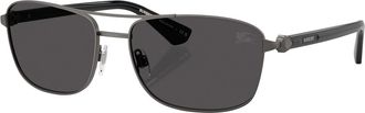 Burberry Grey Rectangular Mens Sunglasses BE3163 131687 60