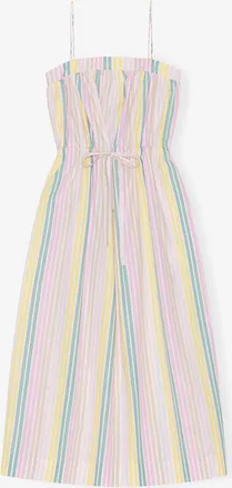 Ganni Mixed Stripe Cotton Maxi Strap Dress - Size 8/10 Organic