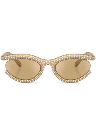 Swarovski Occhiali da sole ovali con decorazione - Oro