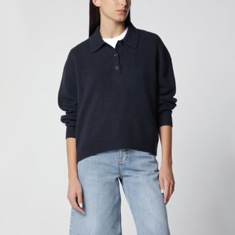 Anine Bing Navy cashmere polo sweater