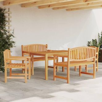 Berkfield Home 5 Piece Garden Dining Set Solid Wood Teak in Brown