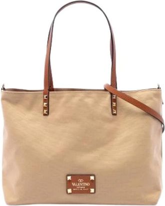 Valentino Pre-owned Vintage Satchel - Dames - Vintage Shopper - Beige - ONE Size - Leer - Vintage