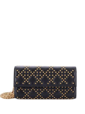 Dior Lady Dior Croisiere Cannage lamsleren clutch met ketting en studs - Zwart