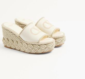 Valentino Garavani Slide Zeppa Vlogo Torchon In Nappa 100Mm Donna AVORIO 38