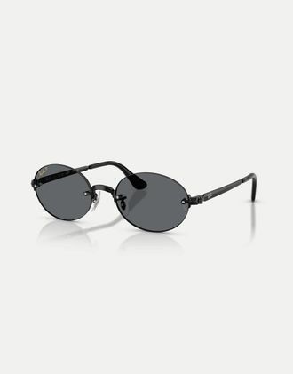 Ray-Ban Rb3929 - Occhiali da sole ovali neri con lenti grigie polarizzate-Nero