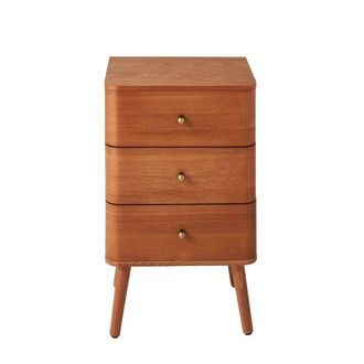 Calicosy KARL 3-Drawer Bedside Table With Rounded Fronts, H71 Cm in Light Brown
