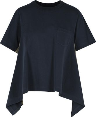 sacai Marineblaues Baumwoll-T-Shirt von Sacai