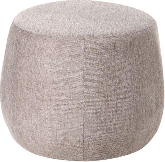 Beliani Puf De Tela Redondo Moderno Forma Tambor Suave Sal&oacute;n Dormitorio Marr&oacute;n Claro Ashton