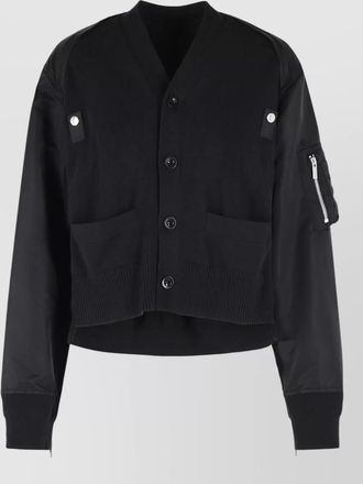 sacai cotton blend bomber jacket