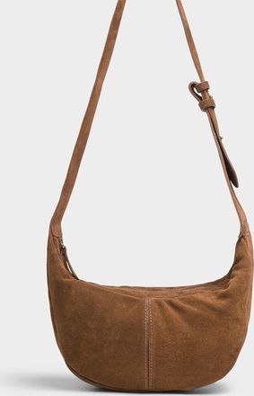 Simons Womens Minimalist suede half-moon bag Exclusive collection from Italy