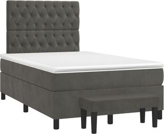 vidaXL Cama Box Spring Con Colch&oacute;n Terciopelo Gris Oscuro 120x200 Cm Vidaxl