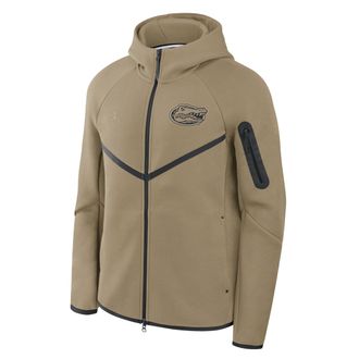 Nike Jordan Mens Florida Gators Tech Fleece Windrunner Jordan Brand College Full-Zip Hooded Jacket in Brown | 0JL40IDHUFN-GML
