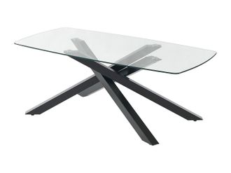 Vente-Unique Mesa de comedor para 8 personas en vidrio templado y metal negro - Transparente - METRILIA